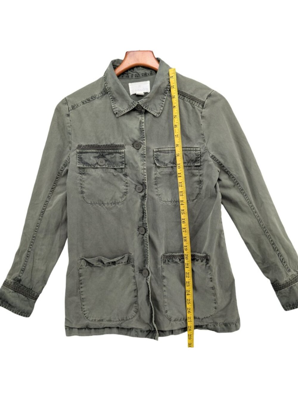 Caslon Utility Jacket Womens Olive Green Cotton Twill Button Front Pockets Sz S - Picture 6 of 10